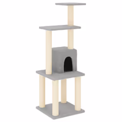 vidaXL Albero per Gatti con Tiragraffi in Sisal Grigio Chiaro 105 cm - Vista aggiuntiva 2