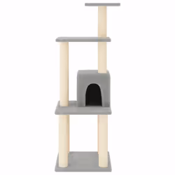 vidaXL Albero per Gatti con Tiragraffi in Sisal Grigio Chiaro 105 cm - Vista aggiuntiva 3
