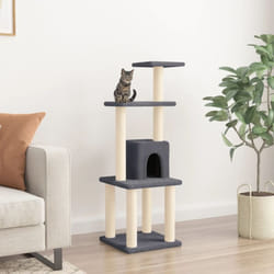vidaXL Albero per Gatti con Tiragraffi in Sisal Grigio Scuro 105 cm