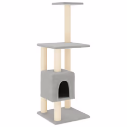 vidaXL Albero per Gatti con Tiragraffi in Sisal Grigio Chiaro 104 cm - Vista aggiuntiva 2