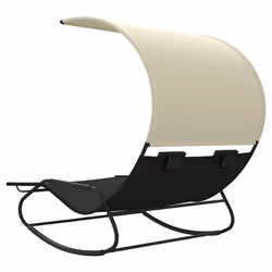 VidaXL 317587 sedia da esterno Salone Seduta imbottita Poliestere, Acciaio Nero, Crema - Vista aggiuntiva 5