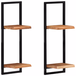 vidaXL Mensole Parete 2 pz 25x25x75 cm Legno Massello Acacia e Acciaio - Vista aggiuntiva 2