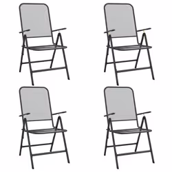 vidaXL Sedie Giardino Pieghevoli 4 pz Rete Metallica Espansa Antracite - Vista aggiuntiva 2