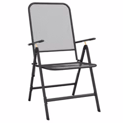 vidaXL Sedie Giardino Pieghevoli 4 pz Rete Metallica Espansa Antracite - Vista aggiuntiva 3