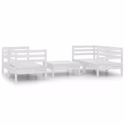 vidaXL Set Divani da Giardino 5 pz Bianco in Legno Massello di Pino - Vista aggiuntiva 2