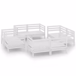 vidaXL Set Divani da Giardino 8 pz Bianco in Legno Massello di Pino - Vista aggiuntiva 2