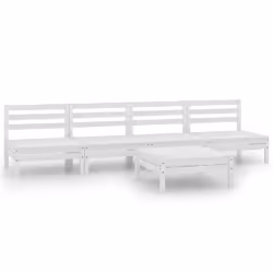 vidaXL Set Divani da Giardino 5 pz Bianco in Legno Massello di Pino - Vista aggiuntiva 2
