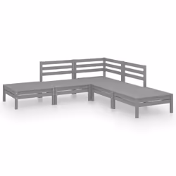 vidaXL Set Salotto da Giardino 5 pz in Legno Massello di Pino Grigio - Vista aggiuntiva 2