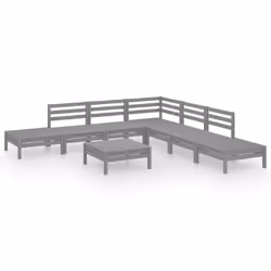vidaXL Set Salotto da Giardino 8 pz in Legno Massello di Pino Grigio - Vista aggiuntiva 2