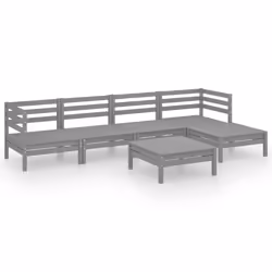 vidaXL Set Divani da Giardino 6 pz in Legno Massello di Pino Grigio - Vista aggiuntiva 2