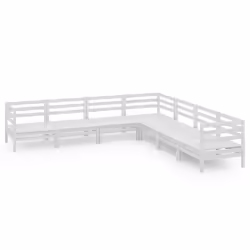 vidaXL Set Salotto da Giardino 7 pz in Legno Massello di Pino Bianco - Vista aggiuntiva 2