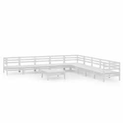 vidaXL Set Salotto da Giardino 10 pz in Legno Massello di Pino Bianco - Vista aggiuntiva 2