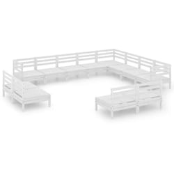 Set Salotto da Giardino 12 pz in Legno Massello di Pino Bianco Vidaxl