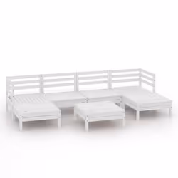 vidaXL Set Salotto da Giardino 7 pz in Legno Massello di Pino Bianco - Vista aggiuntiva 2