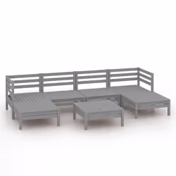 vidaXL Set Salotto da Giardino 7 pz in Legno Massello di Pino Grigio - Vista aggiuntiva 2