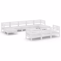 vidaXL Set Salotto da Giardino 11 pz in Legno Massello di Pino Bianco - Vista aggiuntiva 2