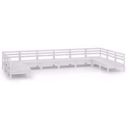 vidaXL Set Salotto da Giardino 10 pz Bianco in Legno Massello di Pino - Vista aggiuntiva 2