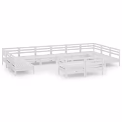 vidaXL Set Salotto da Giardino 12 pz Bianco in Legno Massello di Pino - Vista aggiuntiva 2