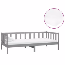 vidaXL Divano Letto con Materasso 90x200 cm Grigio in Legno di Pino - Vista aggiuntiva 2