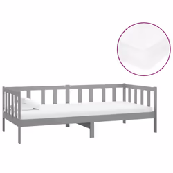 VidaXL 3083621, Divano letto, Grigio, Schiuma, Legno di pino, 2030 mm, 980 mm