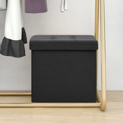 Vidaxl - Sgabello con Contenitore Pieghevole Nero in Simil Lino 89518
