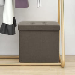 Vidaxl - Sgabello con Contenitore Pieghevole Marrone in Simil Lino 17783