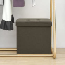 Vidaxl - Sgabello con Contenitore Pieghevole Marrone Scuro in Simil Lino 29194
