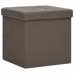 vidaXL Pouf con Contenitore Pieghevoli 2 pz Marroni in Simil Lino - Vista aggiuntiva 3