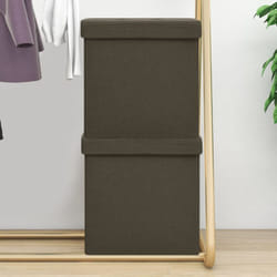 Pouf con Contenitore Pieghevoli 2pz Marrone Scuro in Simil Lino Vidaxl 70460