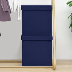Sgabelli con Contenitore Pieghevoli 2 pz Blu in Simil Lino Vidaxl 72524