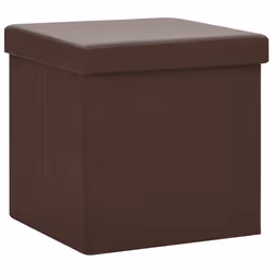 vidaXL Sgabello con Contenitore Pieghevole Marrone in PVC - Vista aggiuntiva 2
