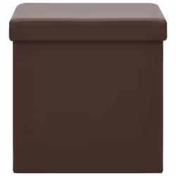 vidaXL Sgabello con Contenitore Pieghevole Marrone in PVC - Vista aggiuntiva 3