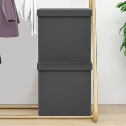 Vidaxl - Sgabelli con Contenitore Pieghevoli 2 pz Grigi in pvc 87359