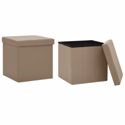 vidaXL Sgabelli con Contenitore Pieghevoli 2 pz Cappuccino in PVC - Vista aggiuntiva 2