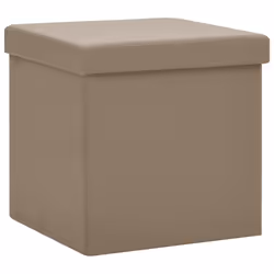 vidaXL Sgabelli con Contenitore Pieghevoli 2 pz Cappuccino in PVC - Vista aggiuntiva 3