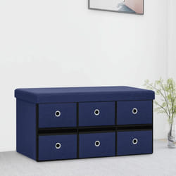 Vidaxl - Cassapanca Pieghevole Blu 76x38x38 cm in Simil Lino 7368