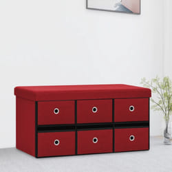 Vidaxl - Cassapanca Pieghevole Rosso Vino 76x38x38 cm in Simil Lino 61946