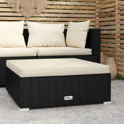 Vidaxl - Poggiapiedi da Giardino con Cuscino Nero 70x70x30 cm Polyrattan