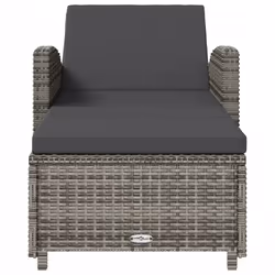 vidaXL Lettino Prendisole con Cuscino Grigio Scuro Polyrattan Grigio - Vista aggiuntiva 3
