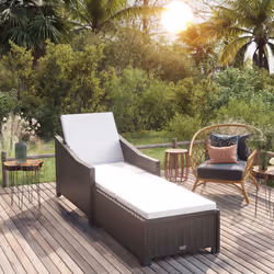 VidaXL 317179 sedia da esterno Salone Seduta imbottita Poliestere, Rattan sintetico, Acciaio Crema, Bianco