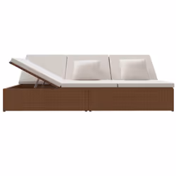 vidaXL Lettino Prendisole Reclinabile con Cuscini Polyrattan Marrone - Vista aggiuntiva 3