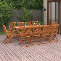Set da Pranzo da Giardino 11 pz 220x90x75 cm Massello di Acacia Vidaxl