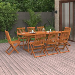 vidaXL Set da Pranzo da Giardino 9 pz 220x90x75 cm Massello di Acacia