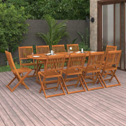 Set da Pranzo da Giardino 11 pz 220x90x75 cm Massello di Acacia Vidaxl