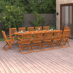 Create un'estetica avvincente e coesa nel vostro spazio esterno con questo set da pranzo da giardino in legno! Questo set da ...