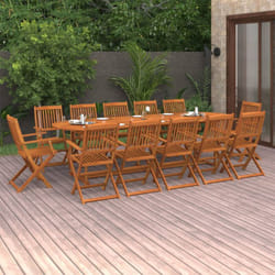 Set da Pranzo da Giardino 13 pz 280x90x75 cm Massello di Acacia Vidaxl