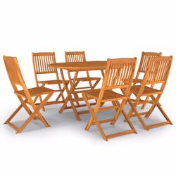 vidaXL Set Mobili da Pranzo da Giardino 7 pz Legno Massello di Acacia - Vista aggiuntiva 2