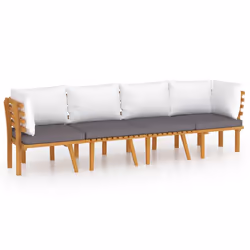 vidaXL Set Divani da Giardino 4 pz con Cuscini in Massello di Acacia - Vista aggiuntiva 2