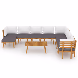 vidaXL Set Divani da Giardino 9 pz con Cuscini in Massello di Acacia - Vista aggiuntiva 3
