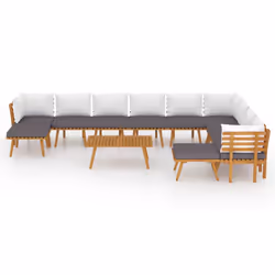vidaXL Set Divani da Giardino 12 pz con Cuscini in Massello di Acacia - Vista aggiuntiva 3